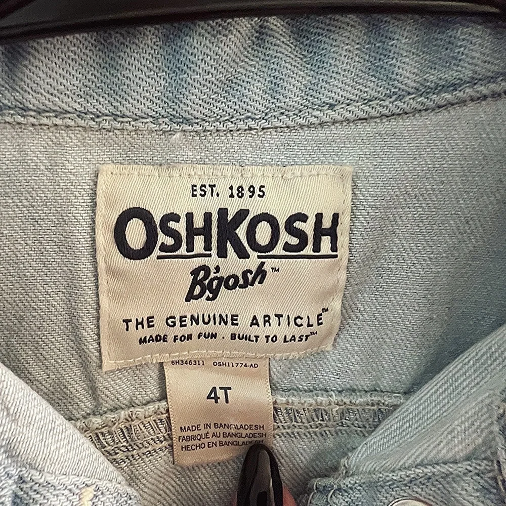 OshKosh B’gosh Girls Floral Embroidered Denim Jacket Light Wash Size 4T